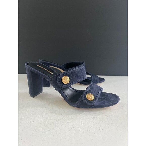 VERONICA BEARD Galea Slide eclipse navy  suede Sandal heels size 9.5 - Picture 8 of 9